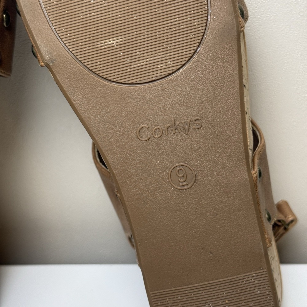 Boutique by Corky's Gold Strap Platform Wedge Heels Women's Slingback Shoes Sz 9 - Picture 10 of 11